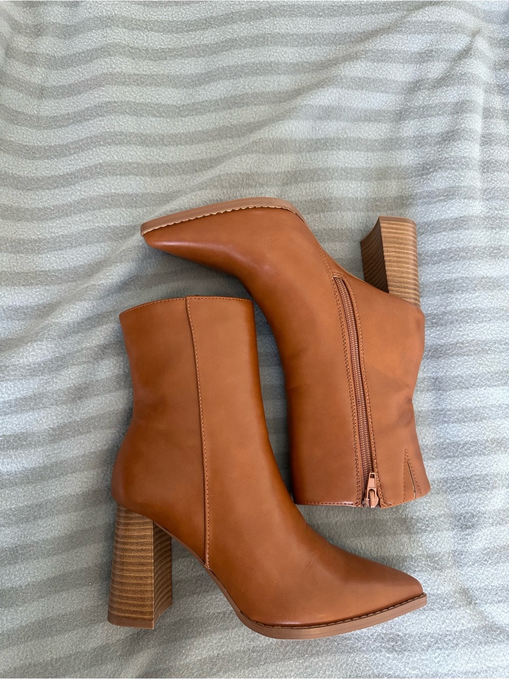 Express Brown Block Heel Boots